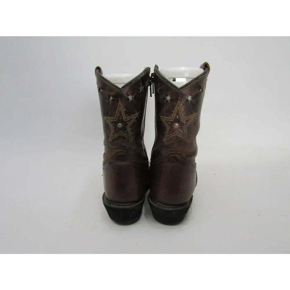 Smoky Mountain Youth Size 10 D Brown Leather Zip Western Cowboy Boots